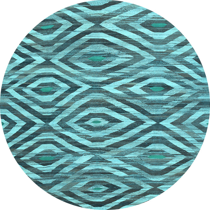 Round Southwestern Light Blue Country Rug, con792lblu
