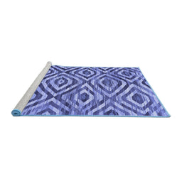 Sideview of Machine Washable Southwestern Blue Country Rug, wshcon792blu