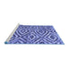 Sideview of Machine Washable Southwestern Blue Country Rug, wshcon792blu