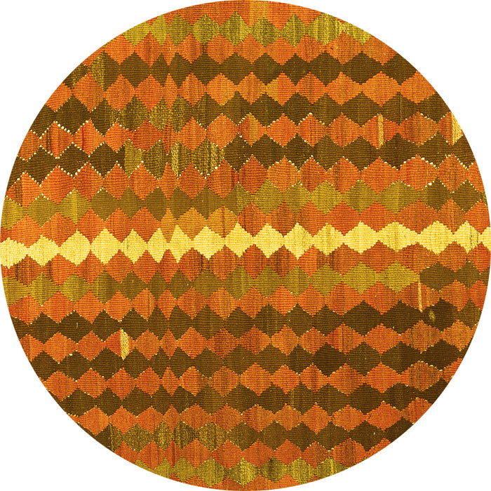 Round Oriental Yellow Traditional Rug, con793yw