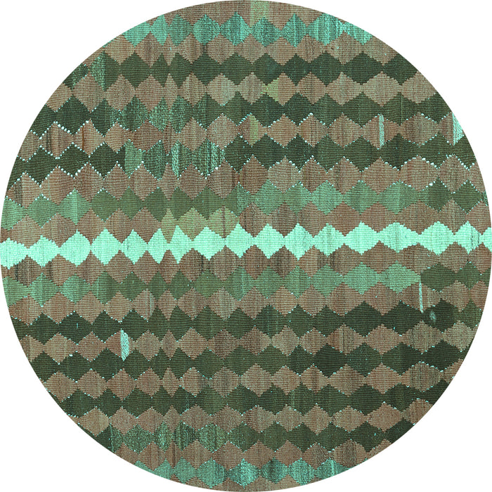 Round Oriental Turquoise Traditional Rug, con793turq