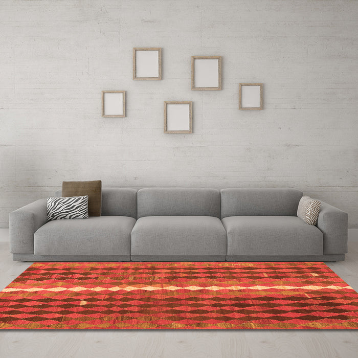 Machine Washable Oriental Orange Traditional Area Rugs in a Living Room, wshcon793org