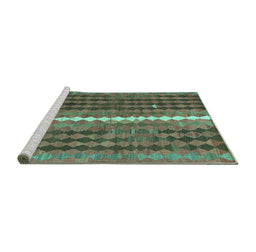 Sideview of Machine Washable Oriental Turquoise Traditional Area Rugs, wshcon793turq