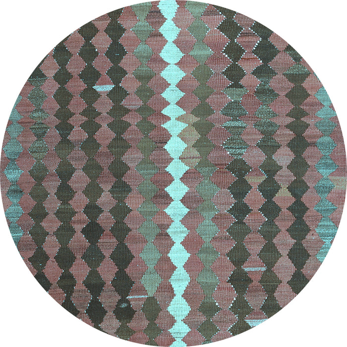 Round Machine Washable Oriental Light Blue Traditional Rug, wshcon793lblu