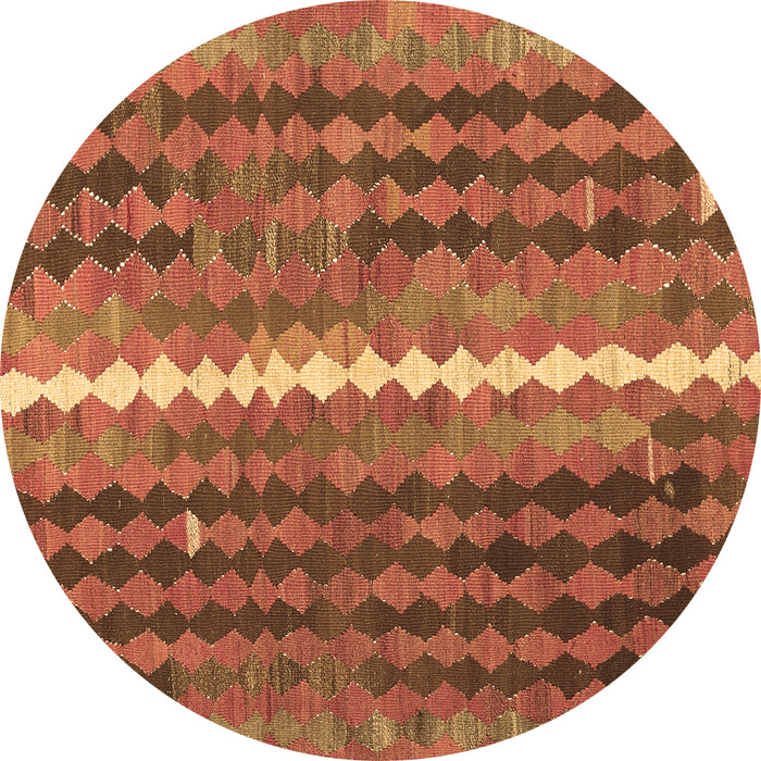 Round Oriental Brown Traditional Rug, con793brn