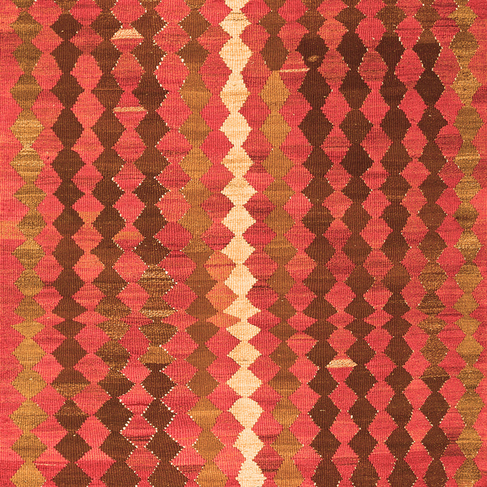 Round Machine Washable Oriental Orange Traditional Area Rugs, wshcon793org