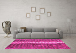 Machine Washable Oriental Pink Traditional Rug in a Living Room, wshcon793pnk