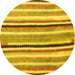 Round Machine Washable Southwestern Yellow Country Rug, wshcon794yw