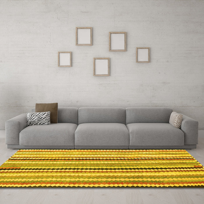 Machine Washable Southwestern Yellow Country Rug in a Living Room, wshcon794yw