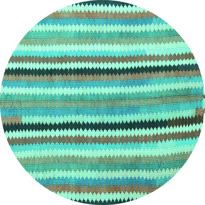 Round Southwestern Turquoise Country Rug, con794turq