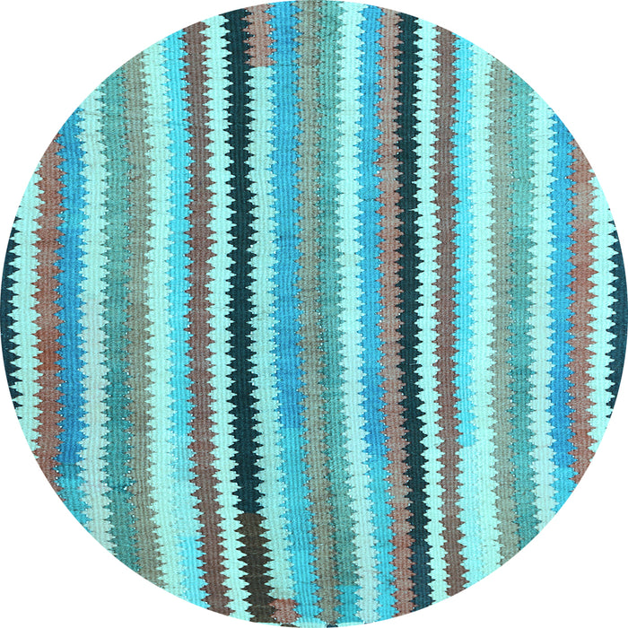 Round Southwestern Light Blue Country Rug, con794lblu