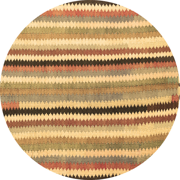 Round Machine Washable Southwestern Brown Country Rug, wshcon794brn