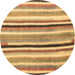 Round Machine Washable Southwestern Brown Country Rug, wshcon794brn