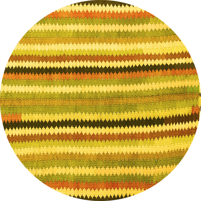 Round Southwestern Yellow Country Rug, con794yw