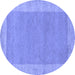 Round Abstract Blue Contemporary Rug, con795blu