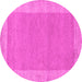 Round Machine Washable Abstract Pink Contemporary Rug, wshcon795pnk