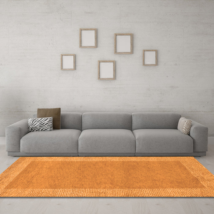 Machine Washable Abstract Orange Contemporary Area Rugs in a Living Room, wshcon795org