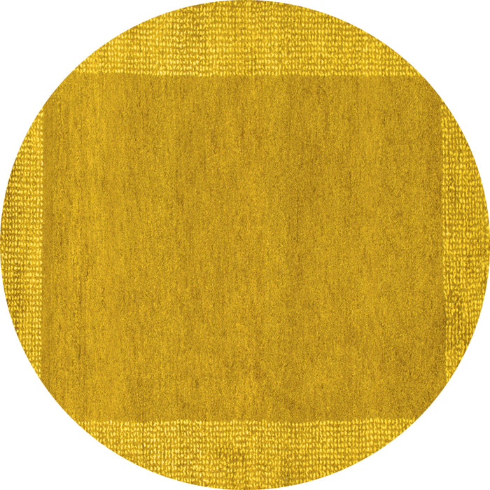 Round Machine Washable Abstract Yellow Contemporary Rug, wshcon795yw