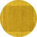 Round Abstract Yellow Contemporary Rug, con795yw