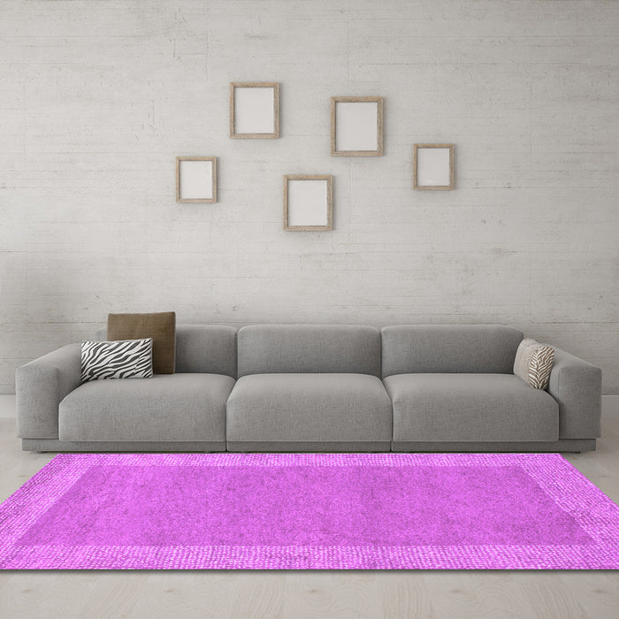 Machine Washable Abstract Purple Contemporary Area Rugs in a Living Room, wshcon795pur
