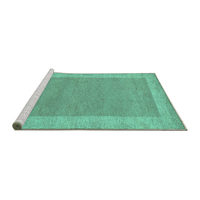 Sideview of Machine Washable Abstract Turquoise Contemporary Area Rugs, wshcon795turq