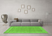 Machine Washable Abstract Green Contemporary Area Rugs in a Living Room,, wshcon795grn