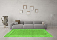 Machine Washable Abstract Green Contemporary Rug, wshcon795grn