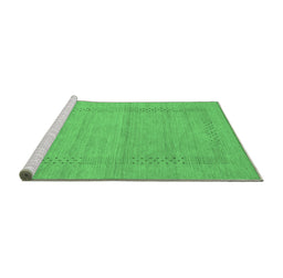Sideview of Machine Washable Abstract Emerald Green Contemporary Area Rugs, wshcon796emgrn