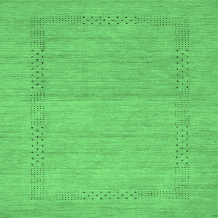Square Machine Washable Abstract Emerald Green Contemporary Area Rugs, wshcon796emgrn