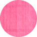 Round Abstract Pink Contemporary Rug, con796pnk