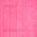 Square Machine Washable Abstract Pink Contemporary Rug, wshcon796pnk