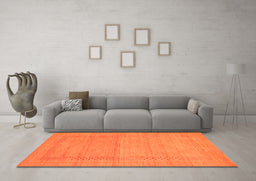 Machine Washable Abstract Orange Contemporary Area Rugs in a Living Room, wshcon796org
