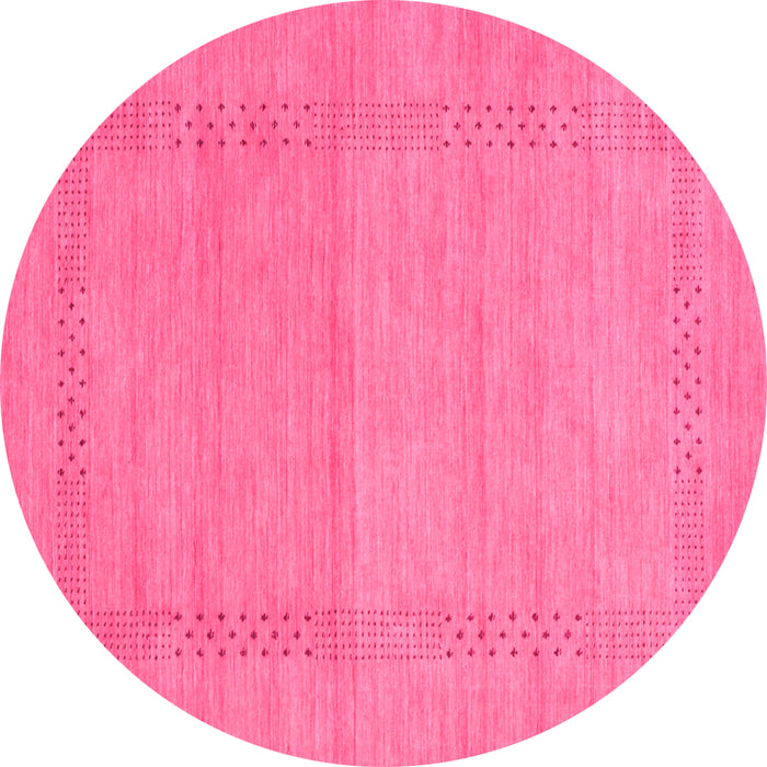 Round Machine Washable Abstract Pink Contemporary Rug, wshcon796pnk