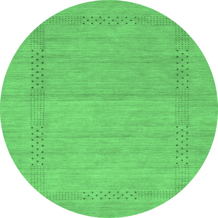 Round Machine Washable Abstract Emerald Green Contemporary Area Rugs, wshcon796emgrn