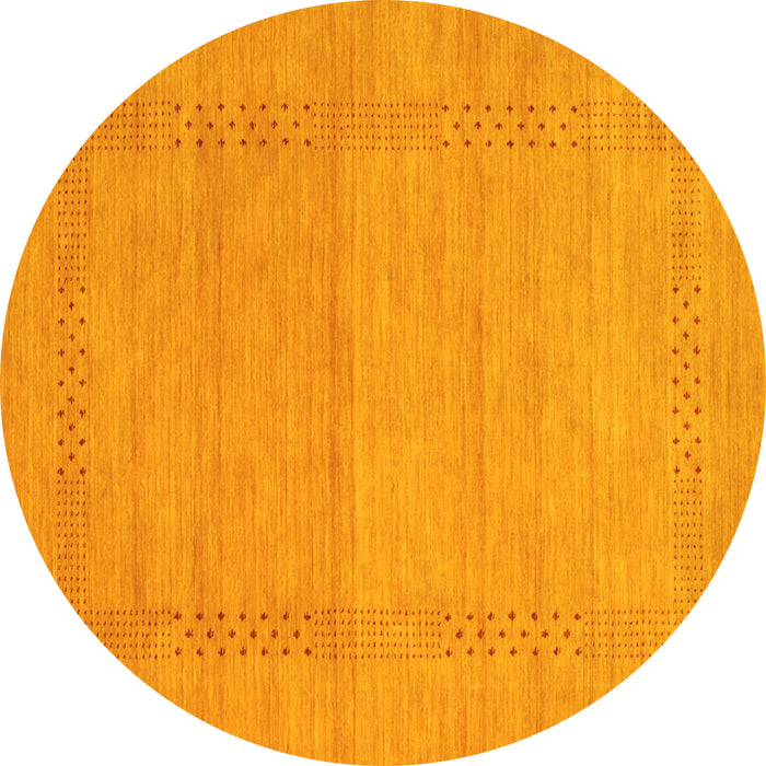 Round Machine Washable Abstract Yellow Contemporary Rug, wshcon796yw