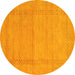 Round Machine Washable Abstract Yellow Contemporary Rug, wshcon796yw