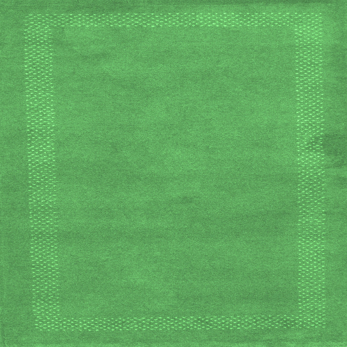 Square Machine Washable Abstract Emerald Green Contemporary Area Rugs, wshcon797emgrn