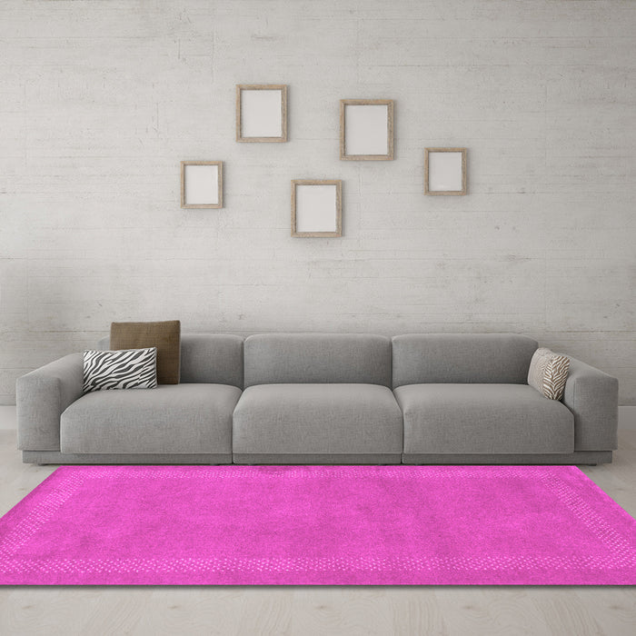 Machine Washable Abstract Pink Contemporary Rug in a Living Room, wshcon797pnk