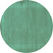 Round Machine Washable Abstract Turquoise Contemporary Area Rugs, wshcon797turq