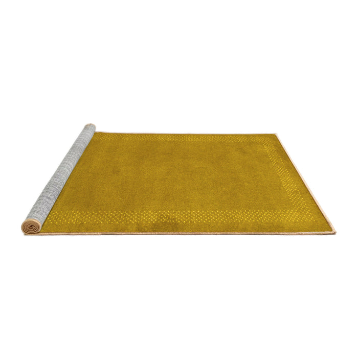 Sideview of Machine Washable Abstract Yellow Contemporary Rug, wshcon797yw