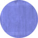 Round Abstract Blue Contemporary Rug, con797blu