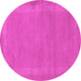 Round Machine Washable Abstract Pink Contemporary Rug, wshcon797pnk