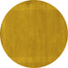 Round Abstract Yellow Contemporary Rug, con797yw