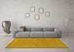 Machine Washable Abstract Yellow Contemporary Rug in a Living Room, wshcon797yw