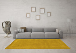 Machine Washable Abstract Yellow Contemporary Rug in a Living Room, wshcon797yw