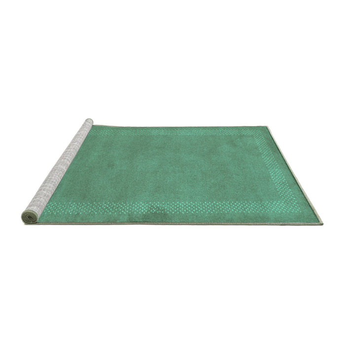 Sideview of Machine Washable Abstract Turquoise Contemporary Area Rugs, wshcon797turq