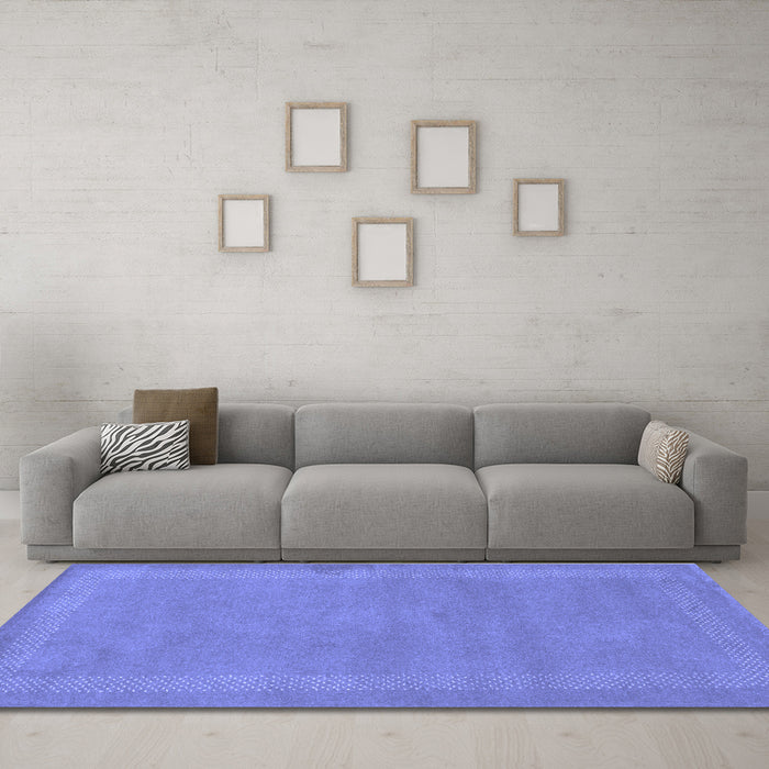 Machine Washable Abstract Blue Contemporary Rug in a Living Room, wshcon797blu
