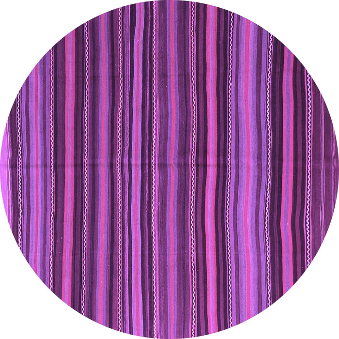 Round Machine Washable Southwestern Purple Country Area Rugs, wshcon798pur