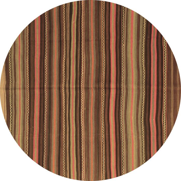 Round Machine Washable Southwestern Brown Country Rug, wshcon798brn