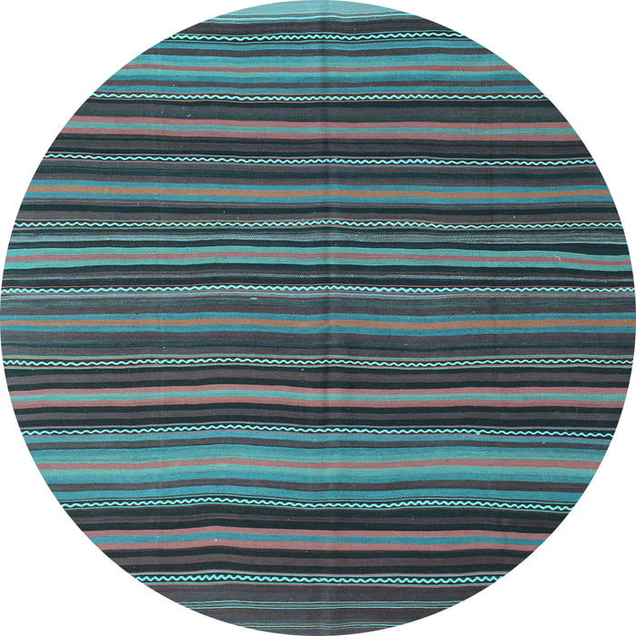 Round Machine Washable Southwestern Light Blue Country Rug, wshcon798lblu